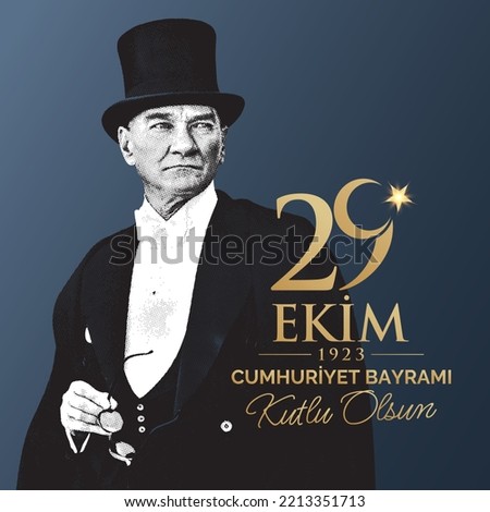 October 29, Turkish national holiday celebration vector illustration. 29 Ekim Cumhuriyet Bayrami Kutlu Olsun. English: Happy October 29, Republic Day. Greeting card template. ストックフォト © 