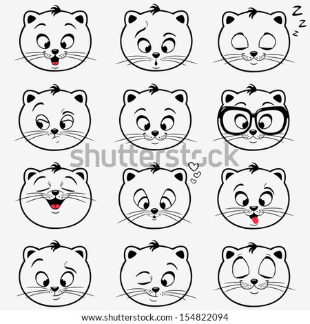 illustration of funny emoticons kittens