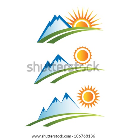 Set of Mountain with Sun