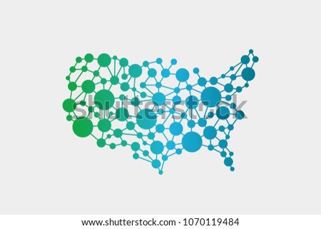 USA United States Network Map. Vector Graphic Design