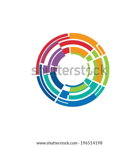 Abstract colorful camera lens image-style 3. Concept for sensor light, electronics, photographic pulses. Vector icon