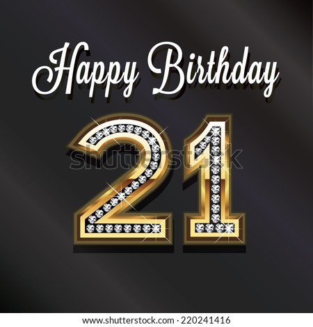 21th Happy birthday anniversary greeting card. Vector design