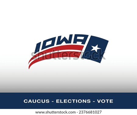 IOWA Vibrant American Election Logo Lettering in Red, White, and Blue