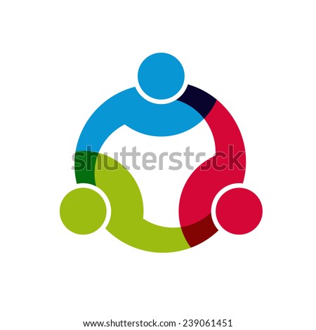 Social Network logo, Group of 3 people business men. Vector design