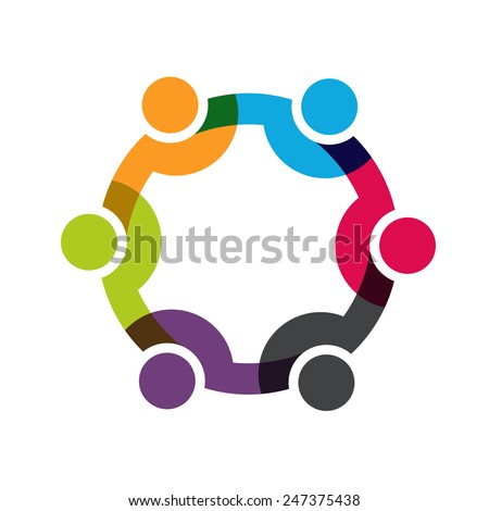 Social Network logo, Group of 6 people business men