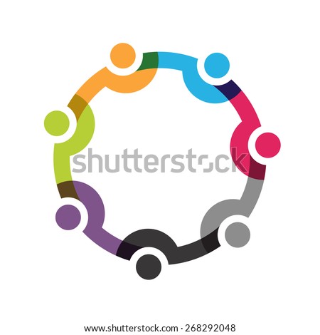 Social Network logo, Group of 7 people business men.