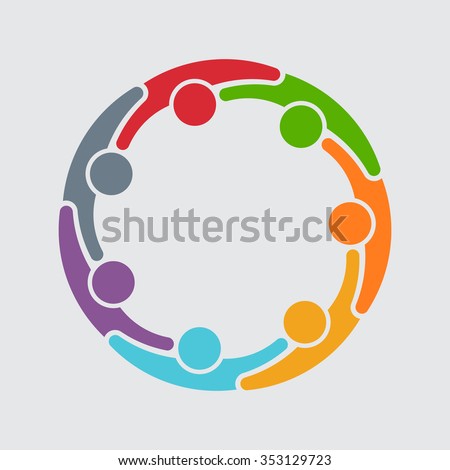 People graphic of 7 persons in circle. Vector design