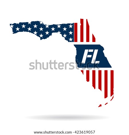 Florida patriotic map. Vector graphic design illustration