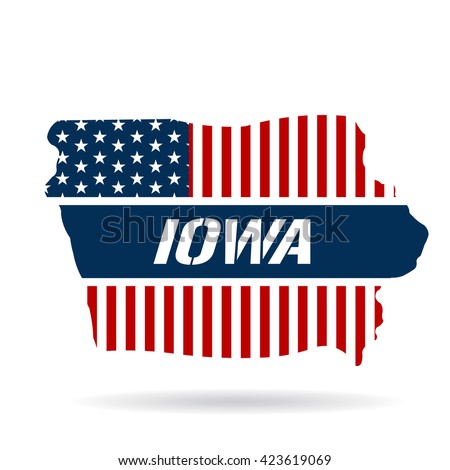 Iowa patriotic map. Vector graphic design illustration