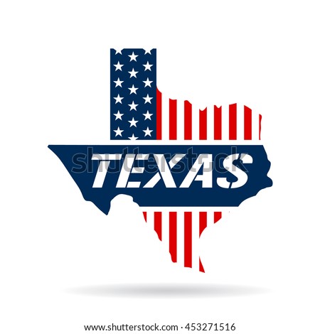 Texas patriotic logo map. Vector graphic design illustration