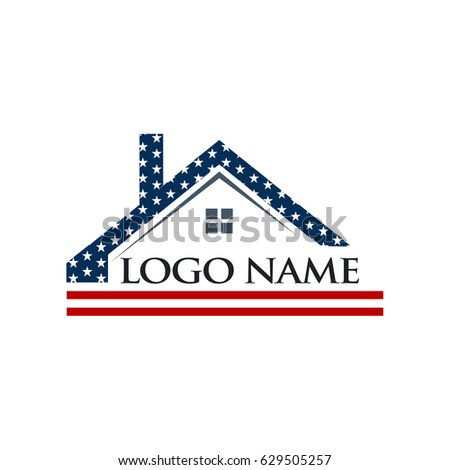 American Roof Construction Logo Illustration