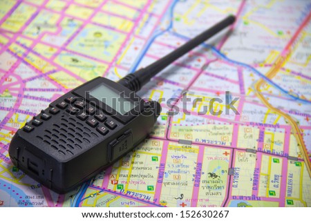 Portable radio sets isolated on the map.