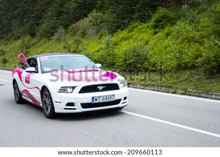 HUTY, SLOVAKIA - AUGUST 07, 2014: Mascot of professional cycling tour car
