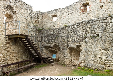 Bench inside castle walls