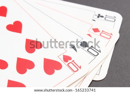 Closeup of game card isolated on black background