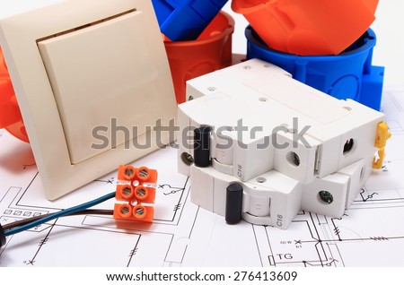 Components for use in electrical installations and electrical diagrams, accessories for engineering work, energy concept