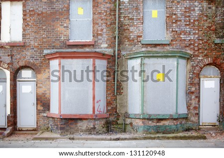 Boarded up terraced houses in Liverpool