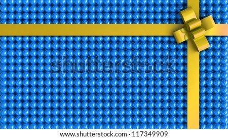 Blue gift box with yellow ribbon background