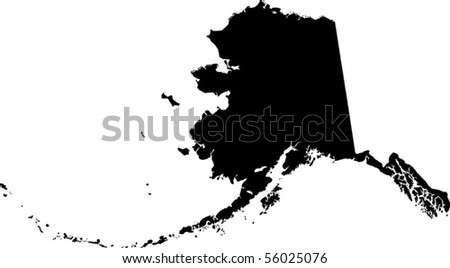 black vector map of Alaska