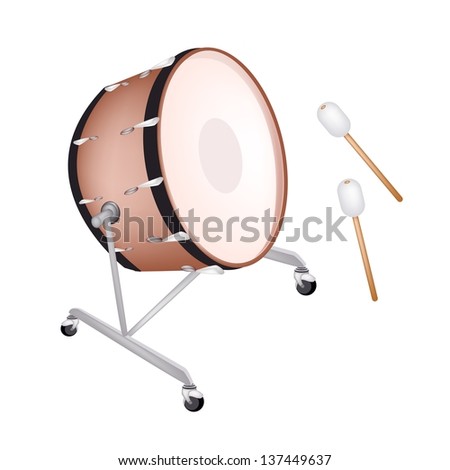 Music Instrument, An Illustration of A Beautiful Retro Style Classical Bass Drum on Stand