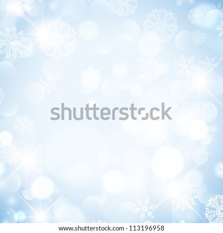 Abstract Winter Holiday Background With Snowflakes and Stars