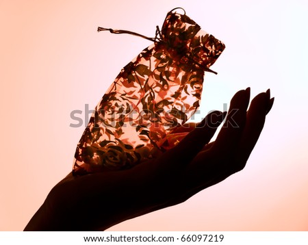 magical gift in woman hand