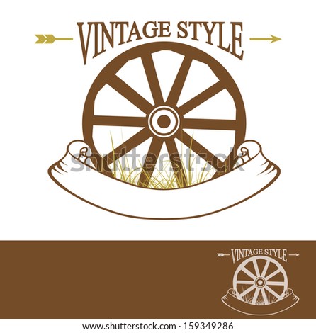 Vintage Rural Design With Old Wheel (Used Times New Roman font) With Copyspace For Your Text