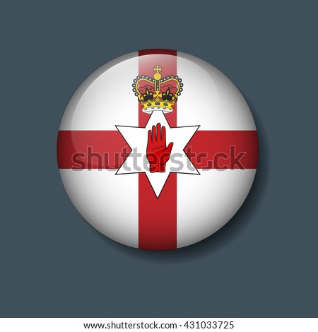 Northern Ireland Flag on Button, Logo Euro 2016 Soccer, Football team concept 