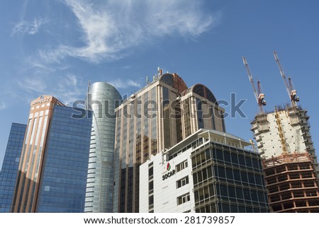 ISTANBUL,TURKEY, MAY 26, 2015: Skyscrapers at  Maslak; one of the main business districts of Istanbul, located on the European side of the city.