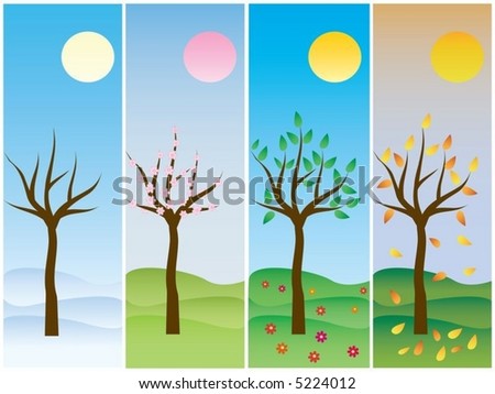 Four Seasons: Winter, Spring, Summer And Autumn. Stock Vector ...