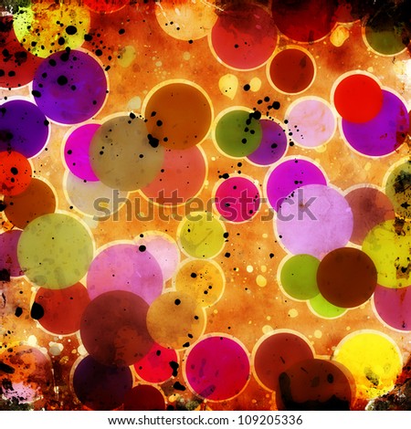 Grunge circles on grunge background with stains