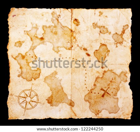 Old treasure map with clipping path