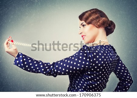 portrait of retro woman with pearls