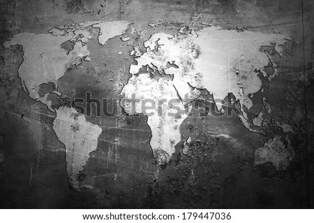 World map on abstract grunge background
