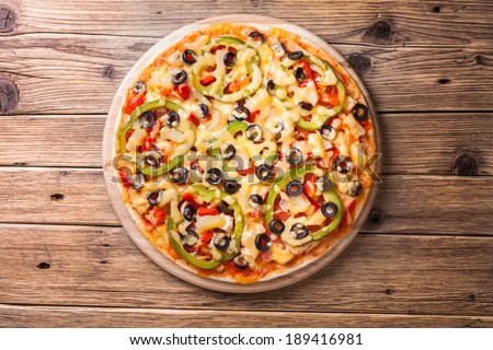 Similar – Image, Stock Photo Pizza vegetarian top view isolated on a purple background