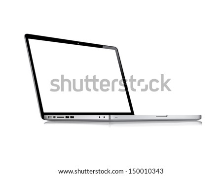 Modern glossy laptop isolated on white vector eps10 