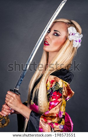 woman with samurai sword
