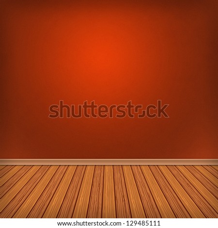 Empty red interior room with wood floor. Pattern gallery to the exhibition as background for your concept or project. Advertisement space. Background textured.