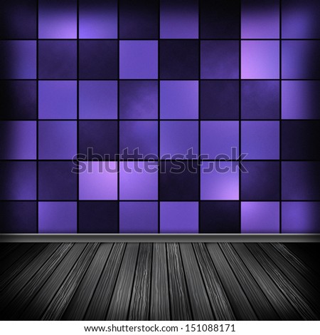 Violet empty room, interior with wallpaper. High resolution texture background.