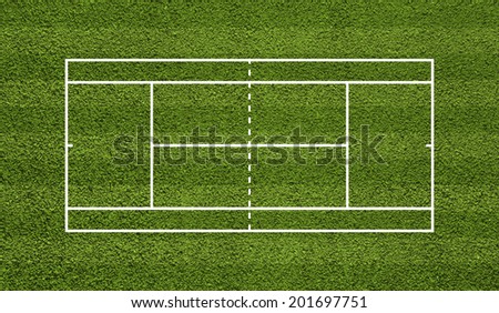 Tennis court. Top view field. Green grass.