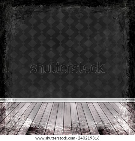 Black, dark, gray grunge background. Abstract vintage texture with frame and border.