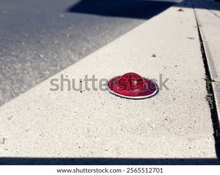 Similar – Image, Stock Photo Asphalted road with studded acoustic lane markings. Quiet country road in Spessart with verge