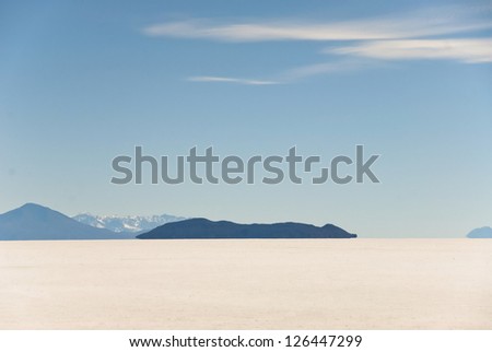 Flat salt surface in the desert Uyuni in Bolivia.