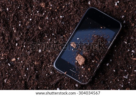 Smart phone dirty with soil