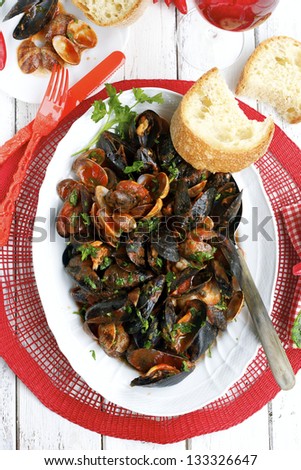 Mussels and Clams on a Plate