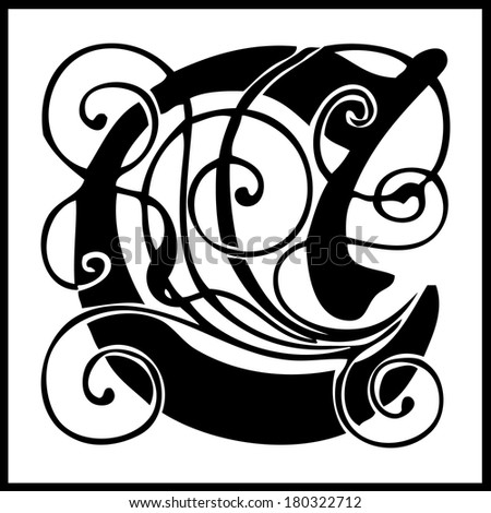 Ornamental Letter C Retro Alphabet Typography Illustration - 180322712 ...