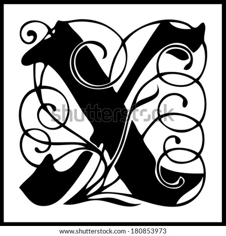 Ornamental Letter X Retro Alphabet Typography Illustration - 180853973 ...