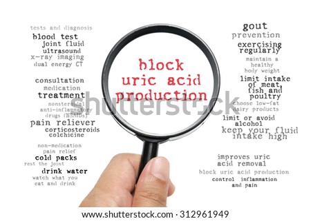 Gout Prevention and Treatment, health conceptual focusing on Block Uric Acid Production