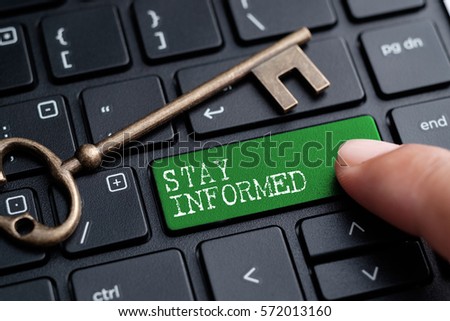 Closed up finger on keyboard with word STAY INFORMED
 Stock foto © 