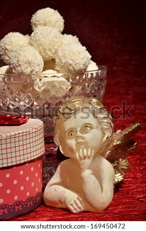 angel figurine and sweets